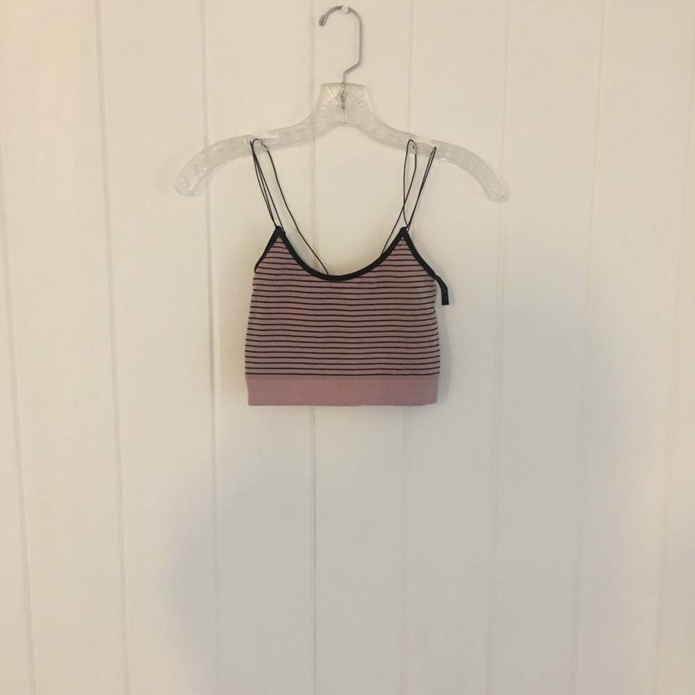 mauve and black stripped tank/brallete